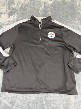 Starter Pittsburgh Steelers NFL Mens Black & Gray Quarter-Zip Pullover XL